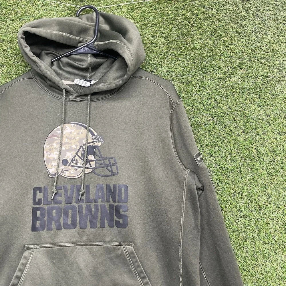 Cleveland Browns Nike Hoodie Mens Medium Green Camo Salute to Service Sweatshirt